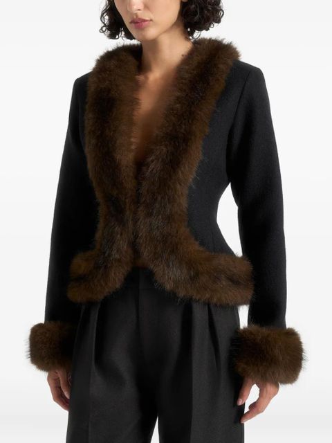 Manière De Voir Lina faux fur-trim jacket - Black