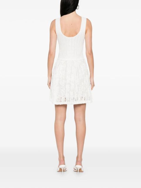 Simkhai pleated lace mini dress - White