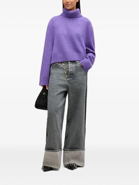 GANNI roll-neck cropped sweater - Purple