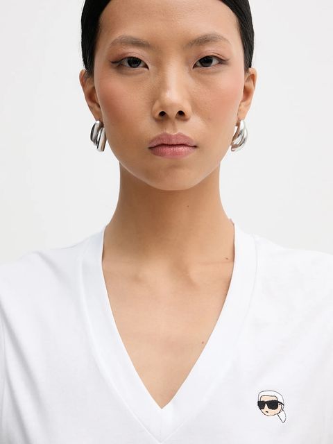 Karl Lagerfeld top bawełniany IKON kolor biały B1W17036