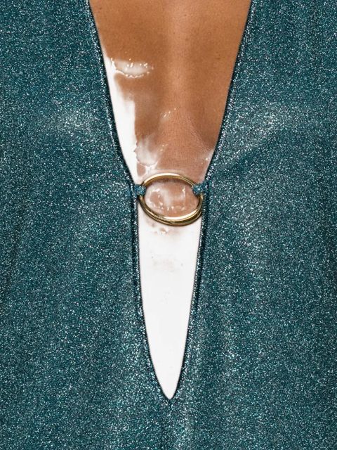 Oséree Lumière V-neck ring mini dress - Green