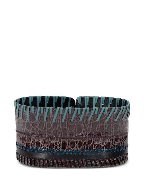 DRIES VAN NOTEN whipstitch-embellished corset belt - Brown - zdjęcie produktu nr 2