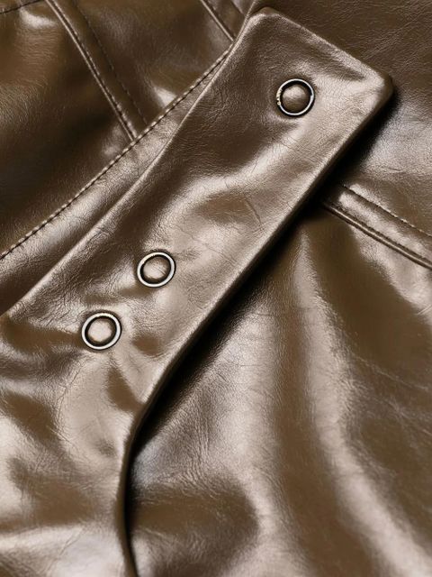 GANNI glossy faux-leather trousers - Brown