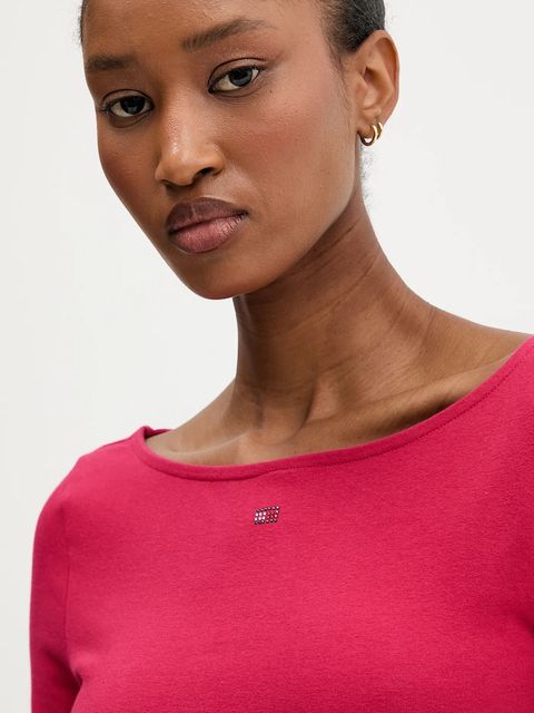 Tommy Jeans longsleeve kolor różowy DW0DW21548