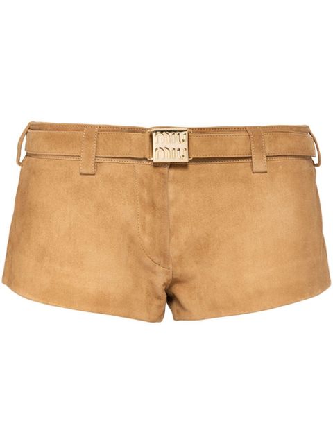 Miu Miu belted suede shorts - Neutrals - zdjęcie produktu nr 1