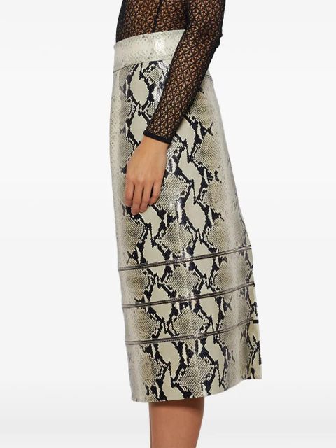 KHAITE Isla leather midi skirt - Neutrals