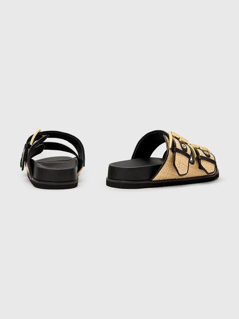 AllSaints klapki Sian Raffia Sandal damskie kolor beżowy W091FC
