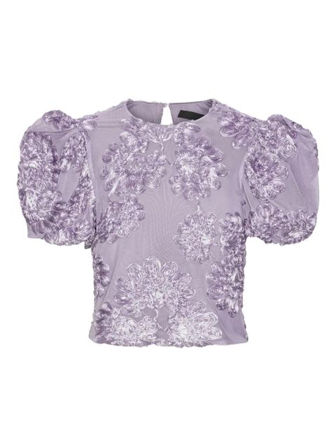 ROTATE BIRGER CHRISTENSEN puff-sleeve floral-embellished top - Purple - zdjęcie produktu nr 1