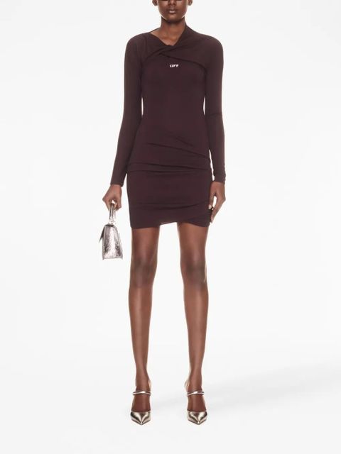 Off-White Off Stamp twist-detail minidress - Brown - zdjęcie produktu nr 2