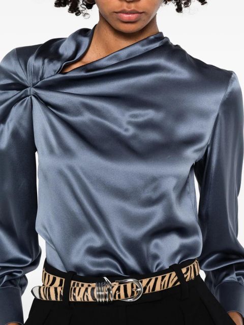 Max Mara knot-detail long-sleeve blouse - Blue