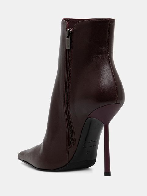Le Silla botki skórzane Stivaletto Bella kolor bordowy na szpilce 4217C100BMPPNEM160 - zdjęcie produktu nr 2