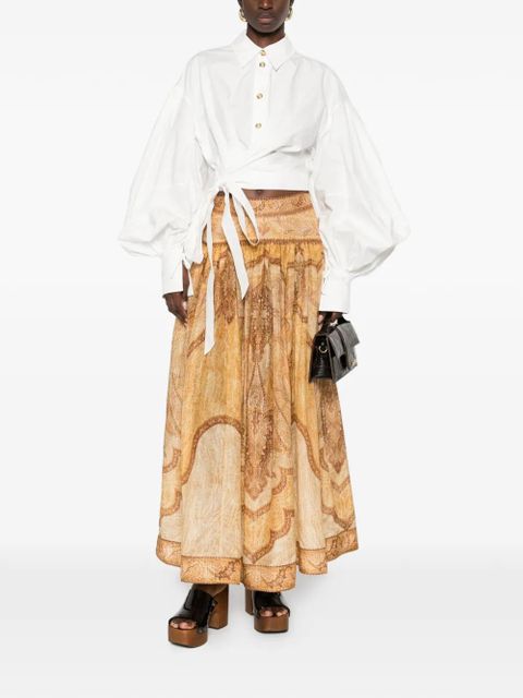 ZIMMERMANN Rebellion balloon-sleeve tie blouse - White