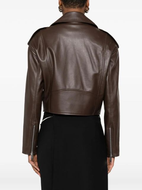 Yves Salomon zip-fastening leather jacket - Brown