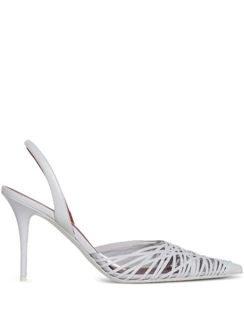 Amina Muaddi 90mm Lori strappy pointed-toe slingback pumps - White - zdjęcie produktu nr 1