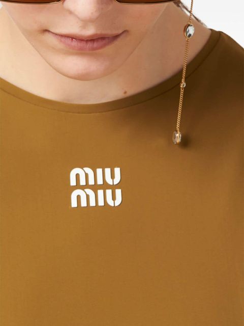 Miu Miu logo-appliquéd T-shirt - Green