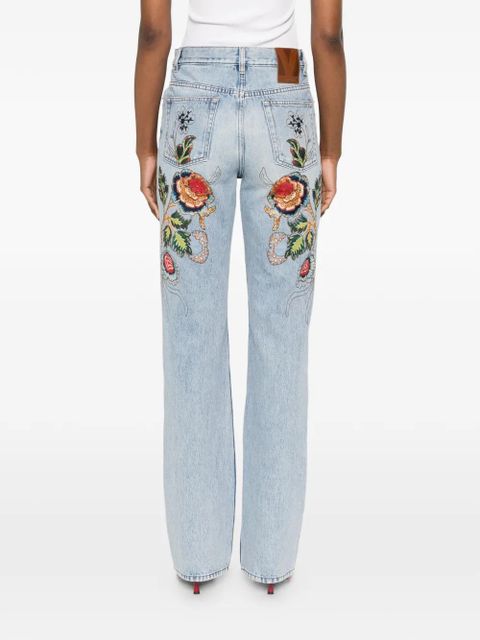 Valentino Garavani floral-embroidery jeans - Blue