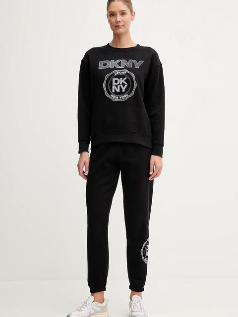 Dkny spodnie dresowe damskie kolor czarny z aplikacją DP5P3667 - zdjęcie produktu nr 2