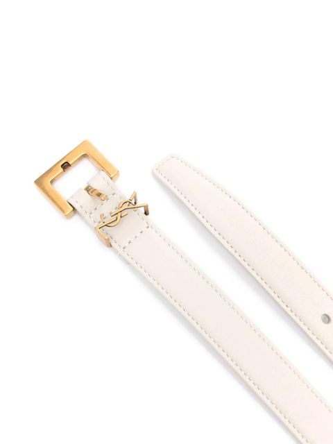 Saint Laurent Cassandre leather belt - White - zdjęcie produktu nr 2