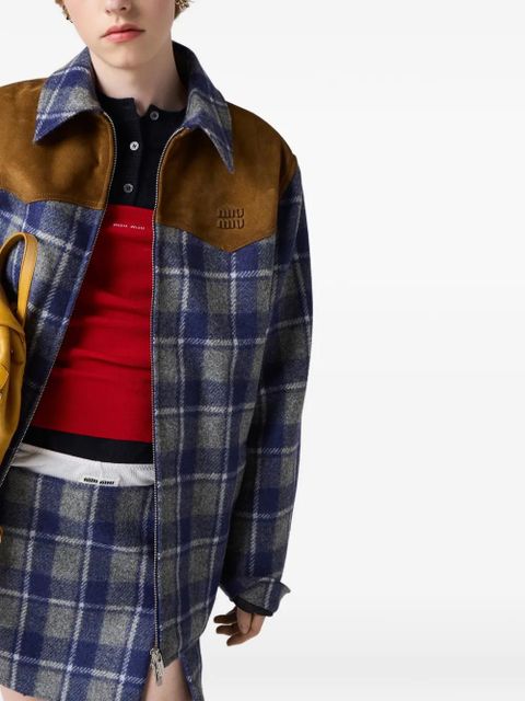Miu Miu check-pattern jacket - Blue