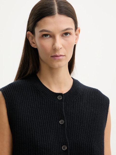 Marc O'Polo kamizelka z dodatkiem wełny damski kolor granatowy 600609065023