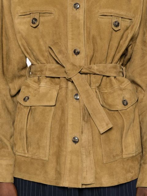 Yves Salomon belted suede jacket - Brown