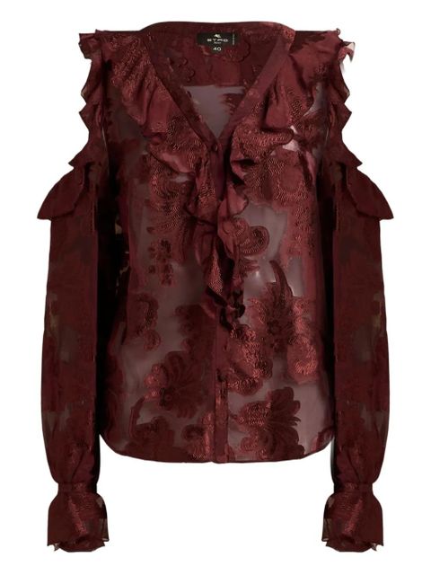 ETRO fil coupé chiffon shirt - Red - zdjęcie produktu nr 1