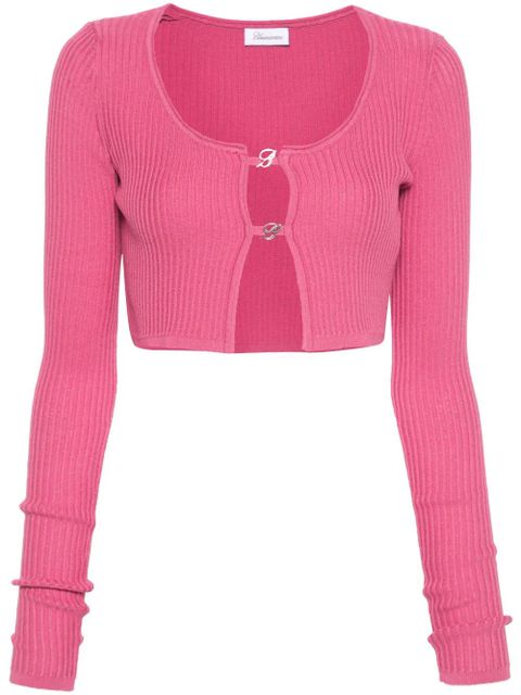 Blumarine logo-plaque cropped cardigan - Pink - zdjęcie produktu nr 1