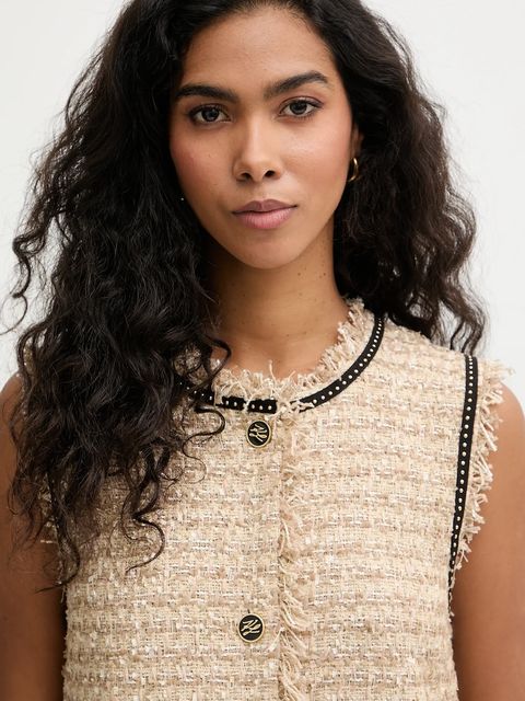 Karl Lagerfeld sukienka z domieszką wełny kolor beżowy mini prosta B1W13008