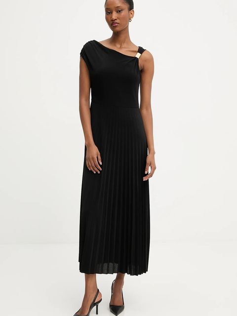 Answear.LAB sukienka kolor czarny midi rozkloszowana