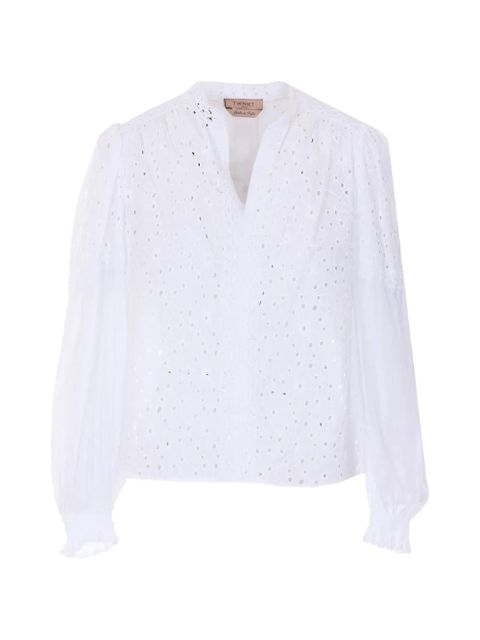 TWINSET V-neck embroidered shirt - White - zdjęcie produktu nr 1