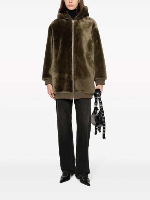 Yves Salomon hooded shearling coat - Green