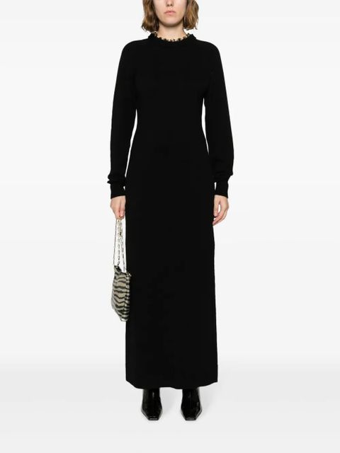 Rabanne knitted long-sleeve long dress - Black