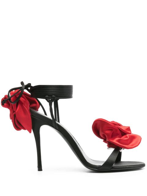 Magda Butrym 105mm floral-appliqué satin sandals - Black - zdjęcie produktu nr 1