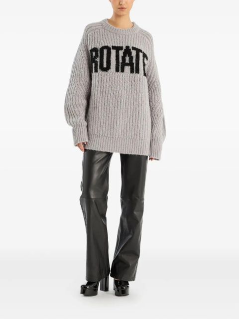 ROTATE BIRGER CHRISTENSEN straight leather trousers - Grey - zdjęcie produktu nr 2