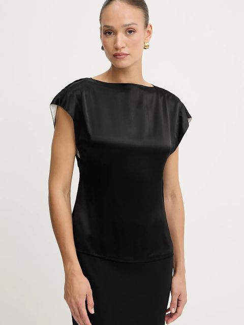 BOSS bluzka damska kolor czarny gładka 50541815 - zdjęcie produktu nr 1
