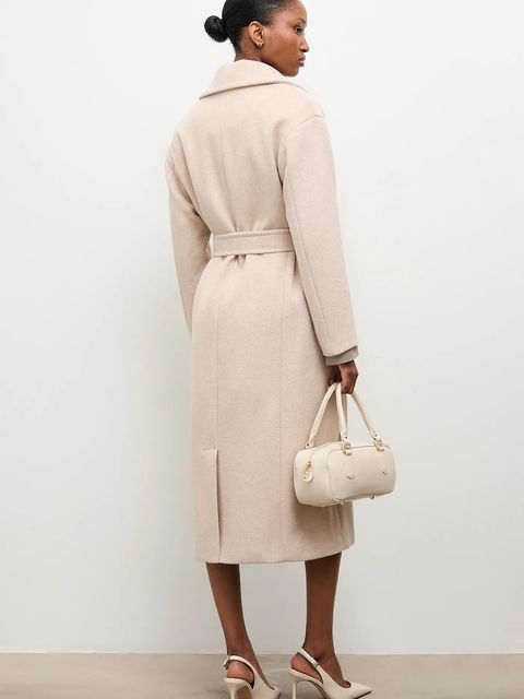 Answear.LAB płaszcz wełniany kolor beżowy przejściowy oversize