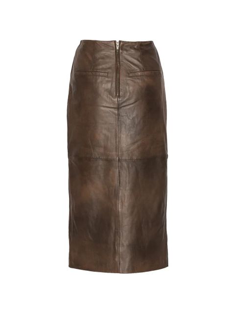 ROTATE BIRGER CHRISTENSEN leather midi skirt - Brown