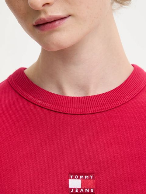 Tommy Jeans bluza bawełniana damska kolor bordowy z aplikacją DW0DW17325 - zdjęcie produktu nr 2