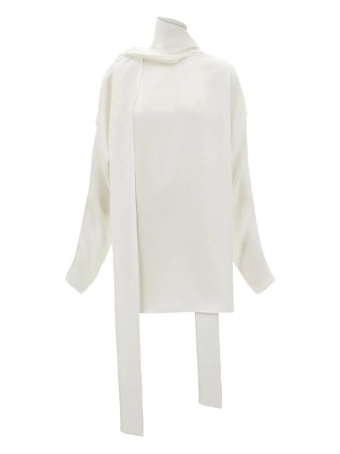 Ferragamo high-neck draped-back mini dress - White