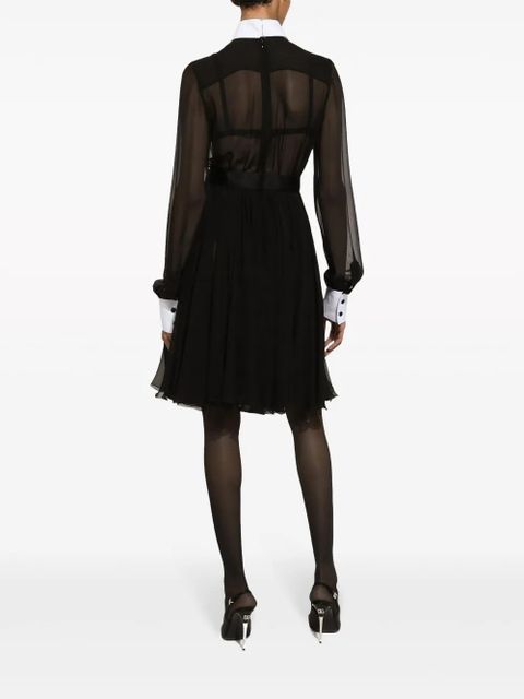 Dolce & Gabbana bib-collar silk-blend shirtdress - Black
