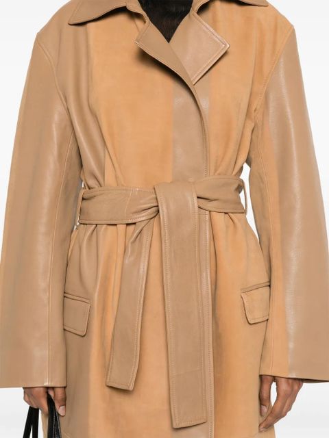 Christopher Esber scuffed-leather coat - Brown