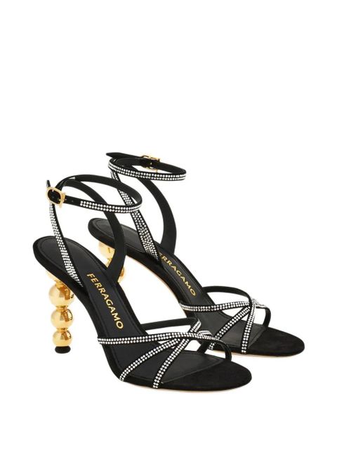 Ferragamo 90mm crystal bauble-heel sandals - Black