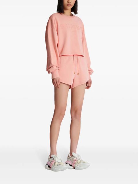Balmain logo-embroidered cotton sweatshirt - Pink