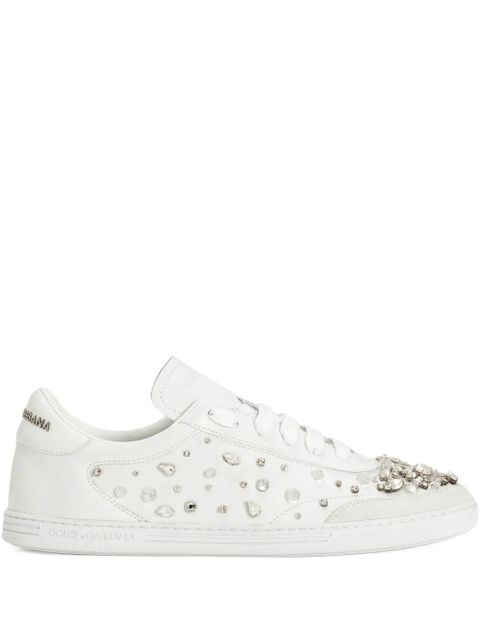 Dolce & Gabbana crystal-embellished leather sneakers - White - zdjęcie produktu nr 1