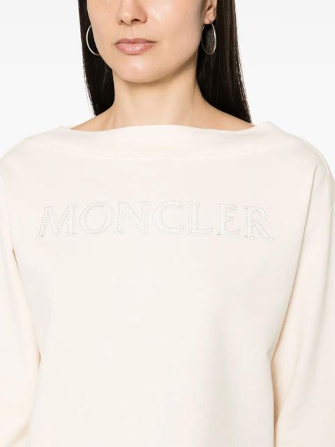 Moncler logo-appliqué boat-neck sweatshirt - Neutrals - zdjęcie produktu nr 2