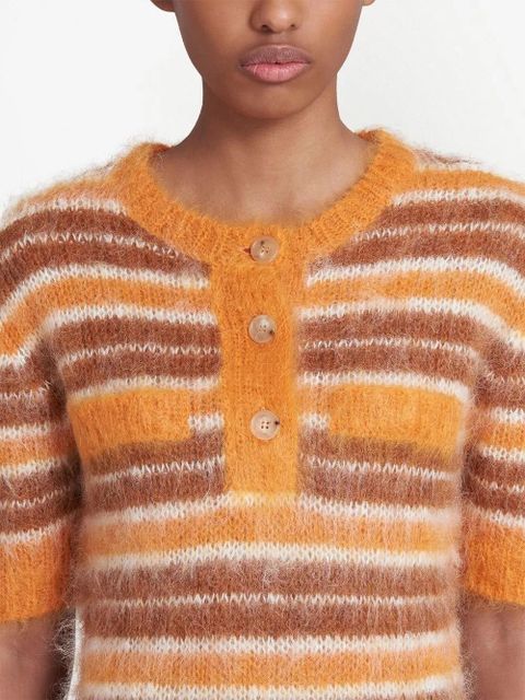 Marni striped mohair-blend minidress - Orange
