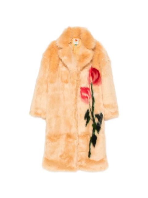 FARM Rio floral-motif faux-fur coat - Neutrals - zdjęcie produktu nr 1