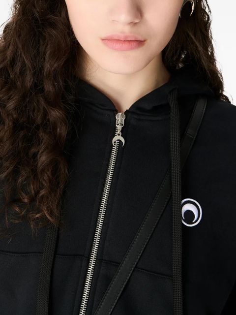 Marine Serre moon-logo zip-fastening hoodie - Black