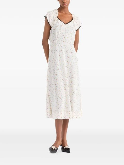Prada floral-print pongé dress - White - zdjęcie produktu nr 2