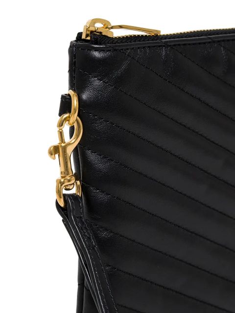 Saint Laurent small Cassandre matelassé leather clutch bag - Black